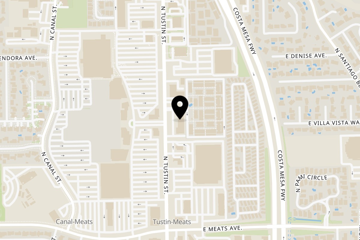 Map showing the location of Patagonia Bakery & Cafe on 2279 N Tustin St in Orange